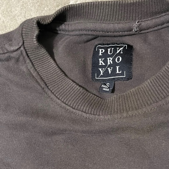 Punk Royal  Destroy Sweatshirt Men Small Brown Skull Helmet Puff Print Logo Goth - Picture 4 of 13